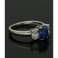 Sapphire & Diamond three Stone Ring in Platinum