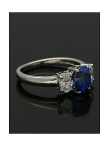 Sapphire & Diamond three Stone Ring in Platinum