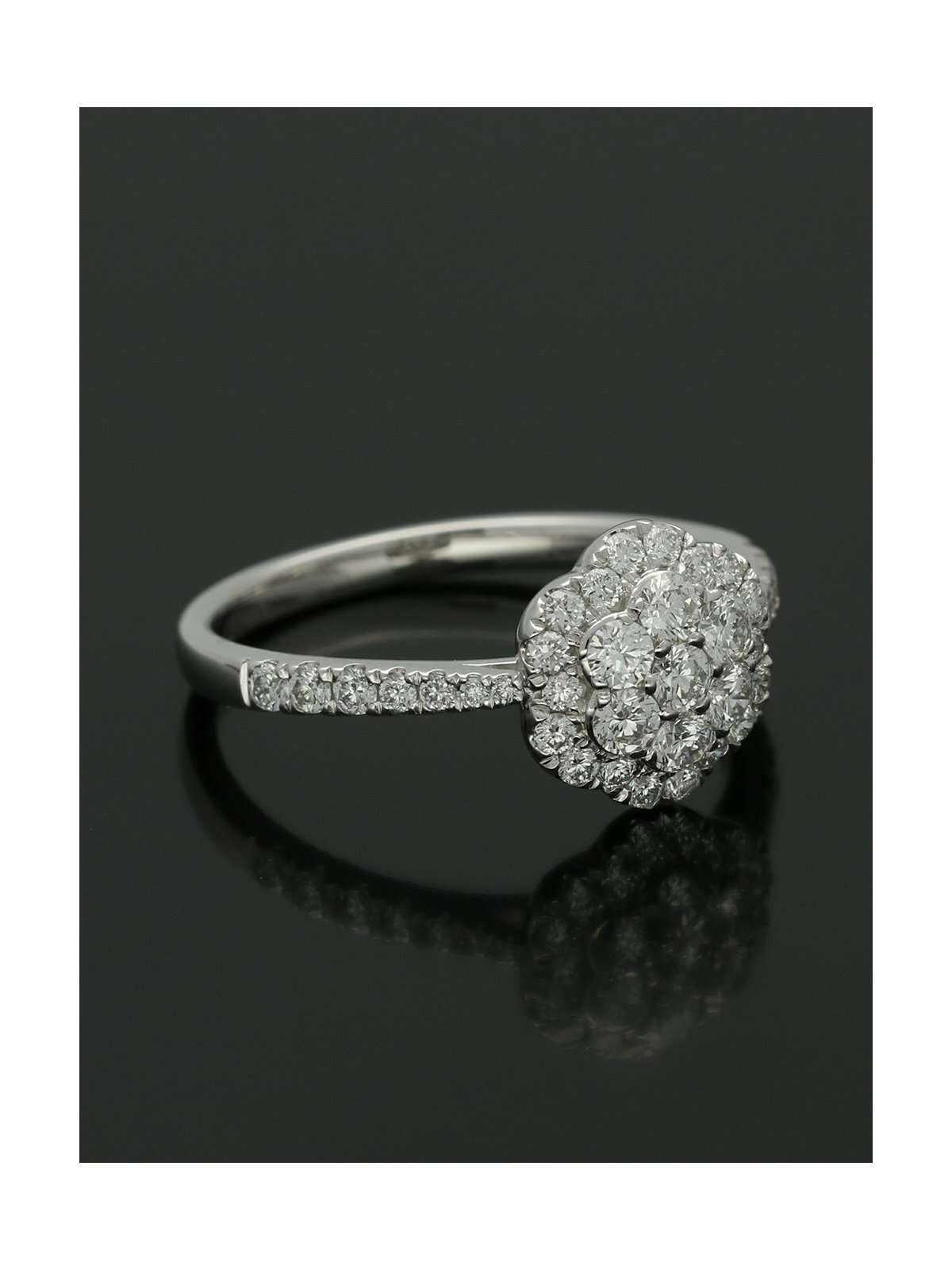 Diamond Cluster Ring 0.72ct Round Brilliant Cut in Platinum