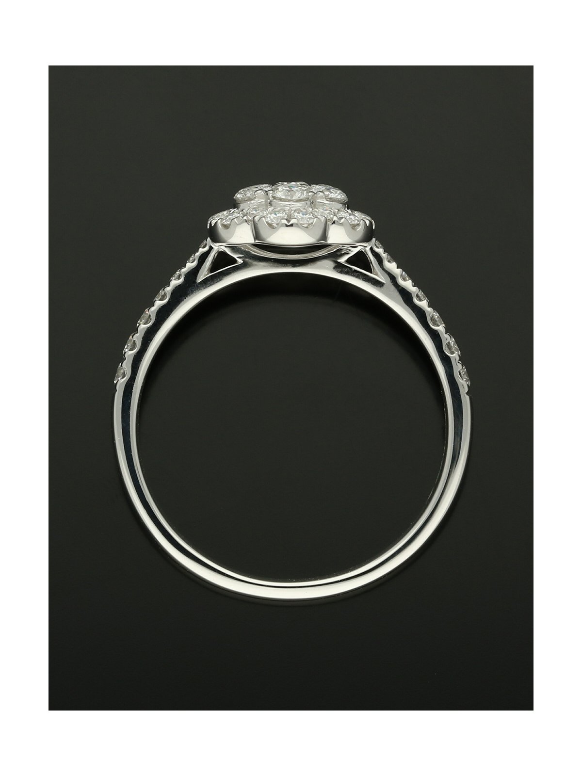 Diamond Cluster Ring 0.72ct Round Brilliant Cut in Platinum