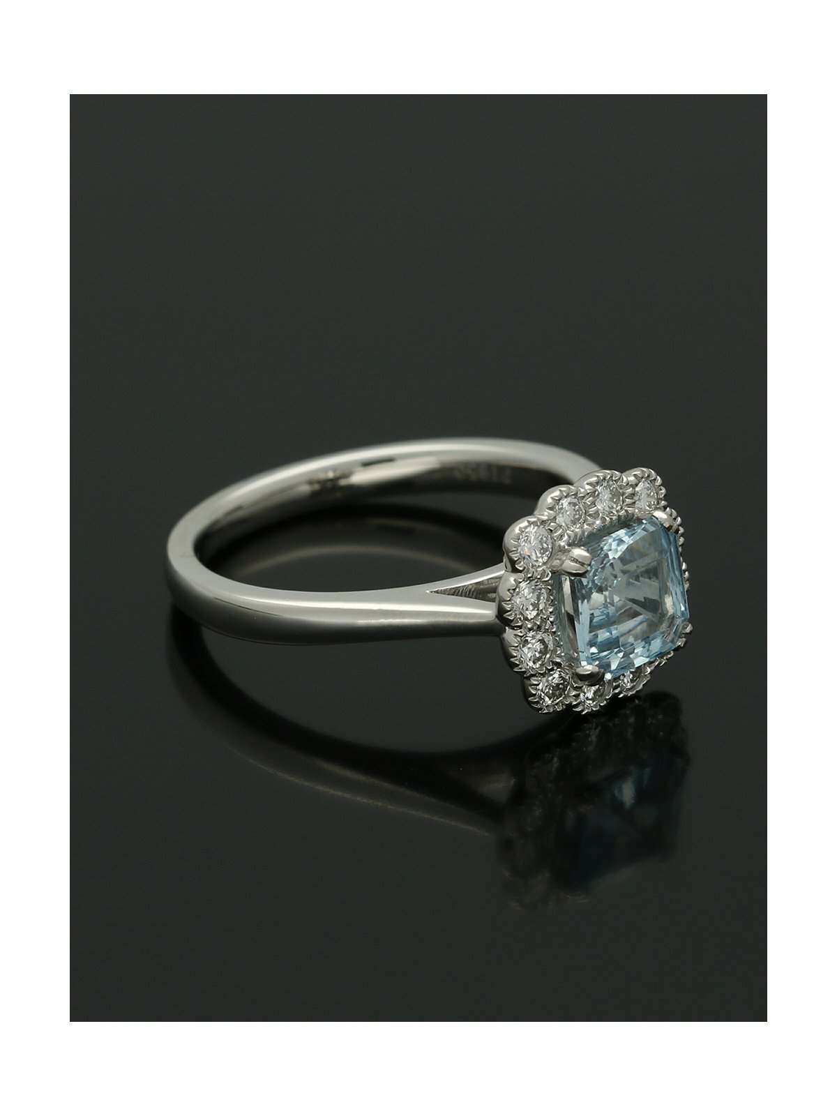 Aquamarine & Diamond Cluster Ring in Platinum