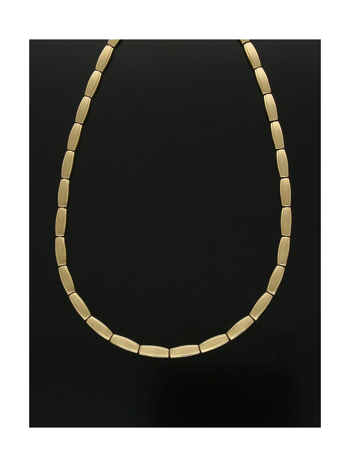 Satin & Polished Oblong Link Necklace 45cm in 9ct Yellow Gold