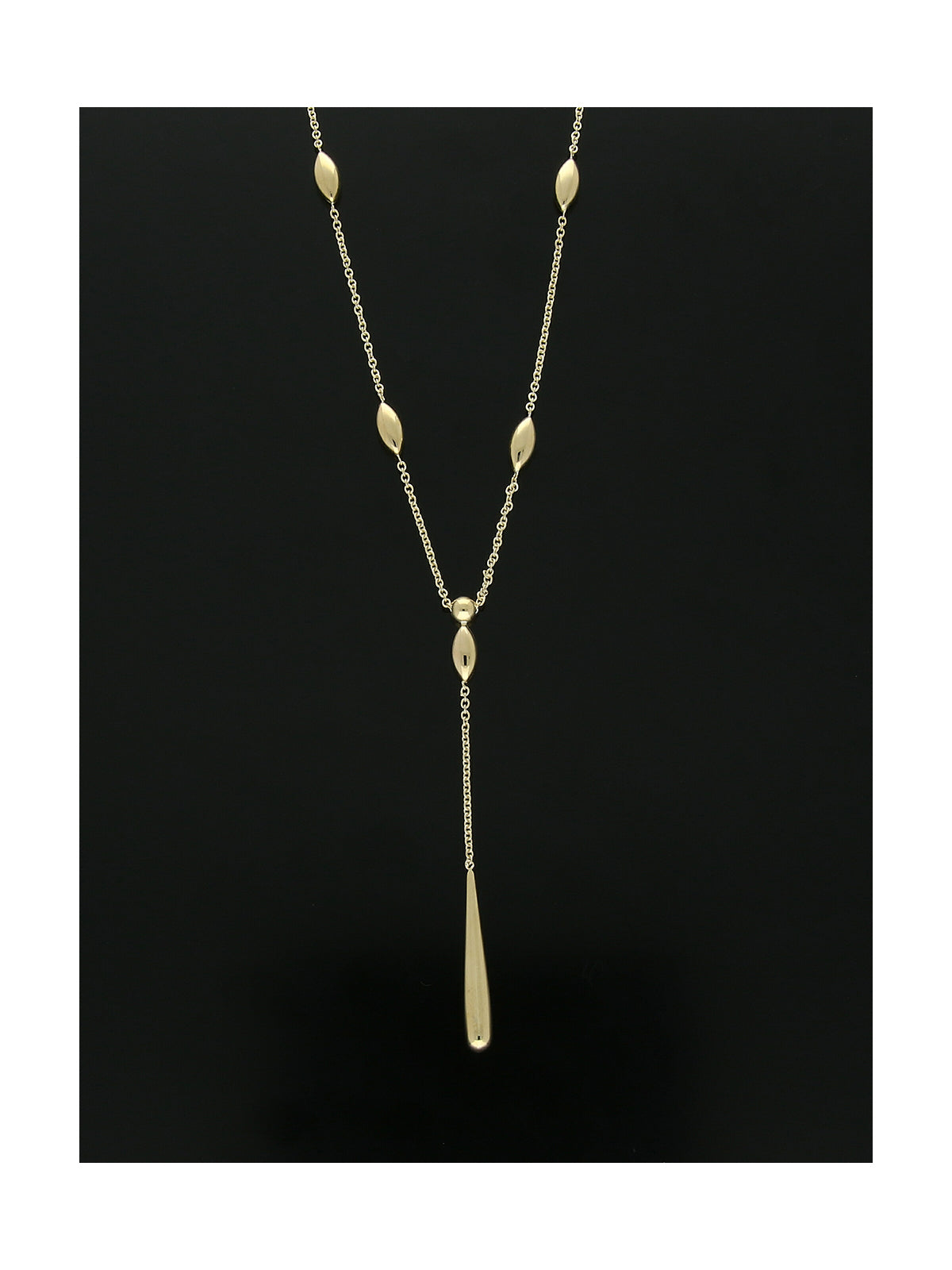 Chain and Bead Drop Necklace in 9ct Yellow Gold