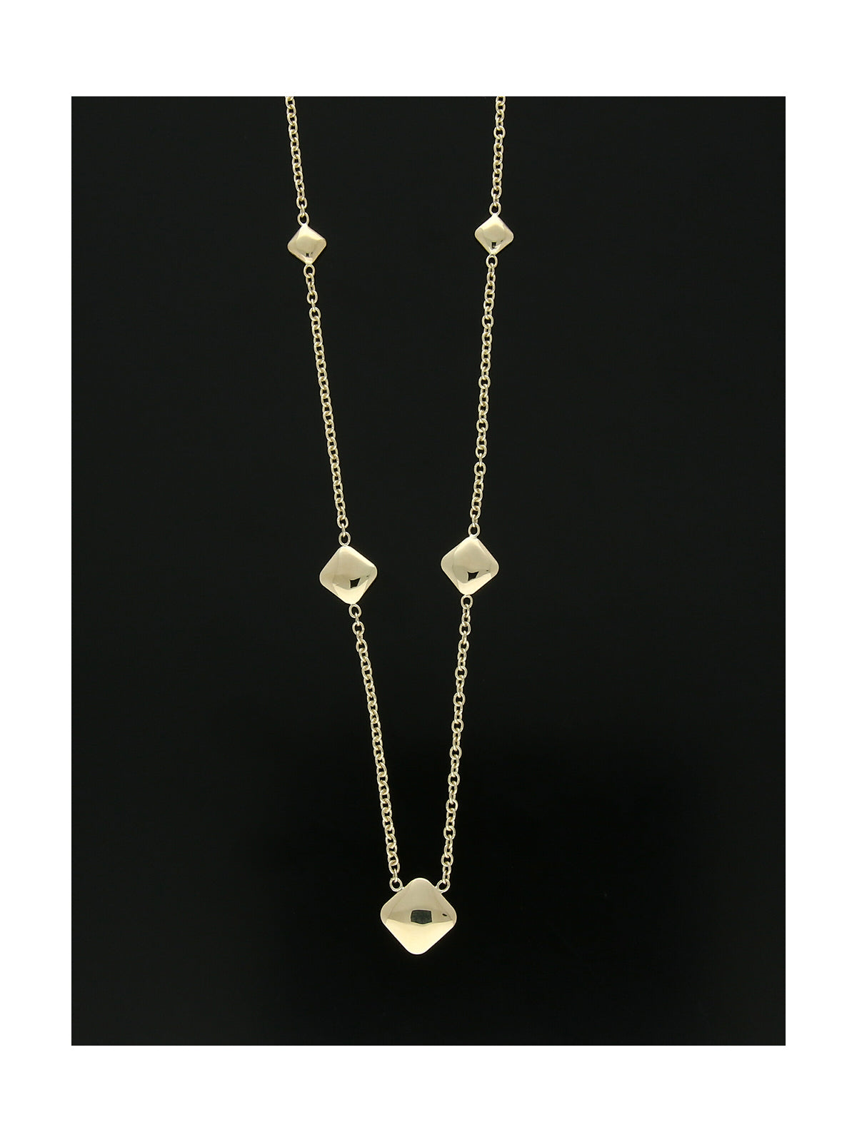 Polished Square Bead Necklace in 9ct Yellow Gold