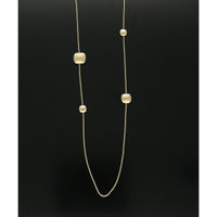 Satin & Polished Alternating Square Bead Necklace in 9ct Yellow Gold