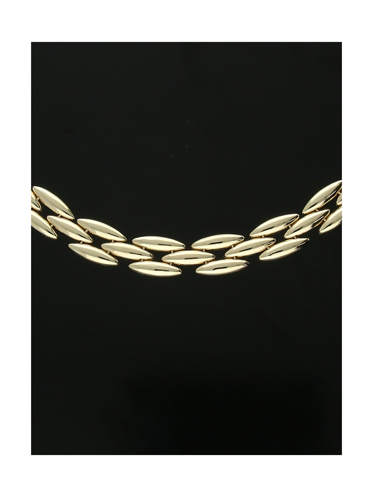 Three Row Marquise Shaped Link Necklace in 9ct Yellow Gold