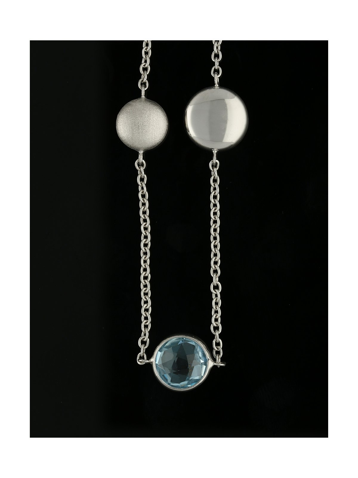 Blue Topaz Necklace in 9ct White Gold