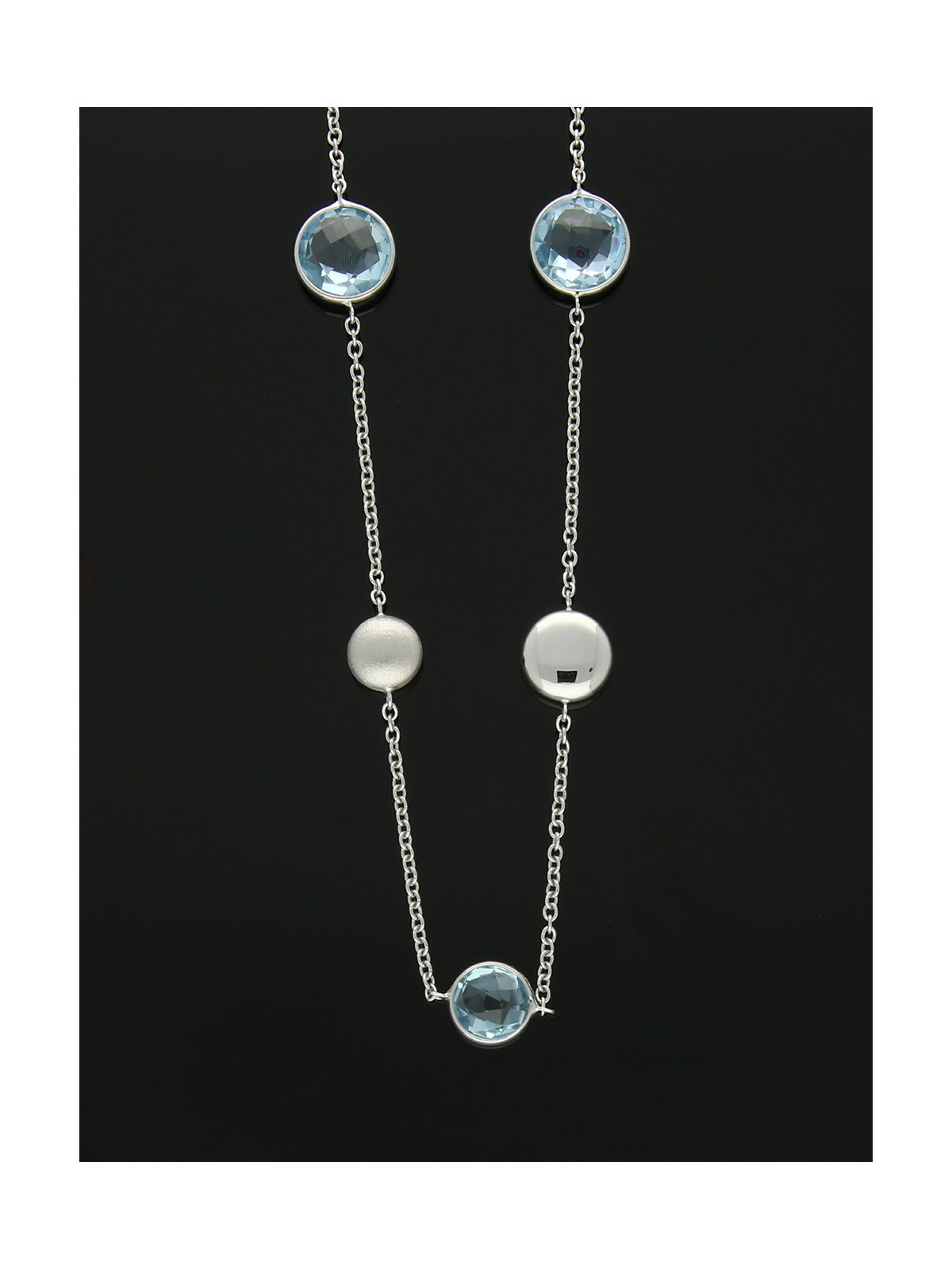 Blue Topaz Necklace in 9ct White Gold