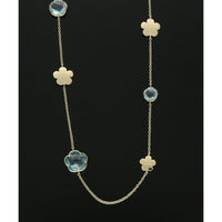 Blue Topaz Flower Necklace in 9ct Yellow Gold