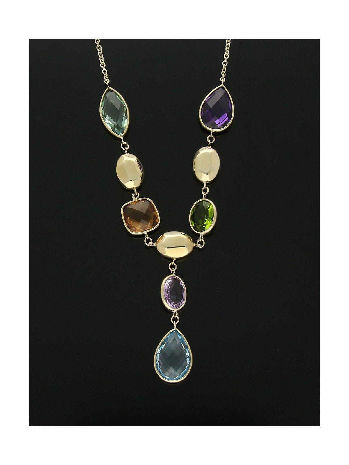 Multi Stone Set Necklace in 9ct Yellow Gold