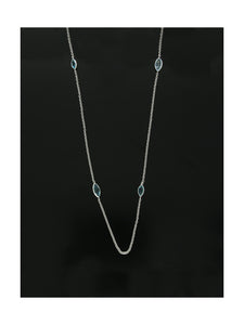 Marquise Blue Topaz Bead Necklace in 9ct White Gold