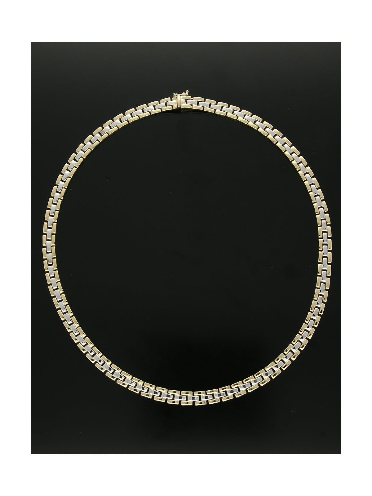 Three Row Brick Necklace in 9ct Yellow and White Gold