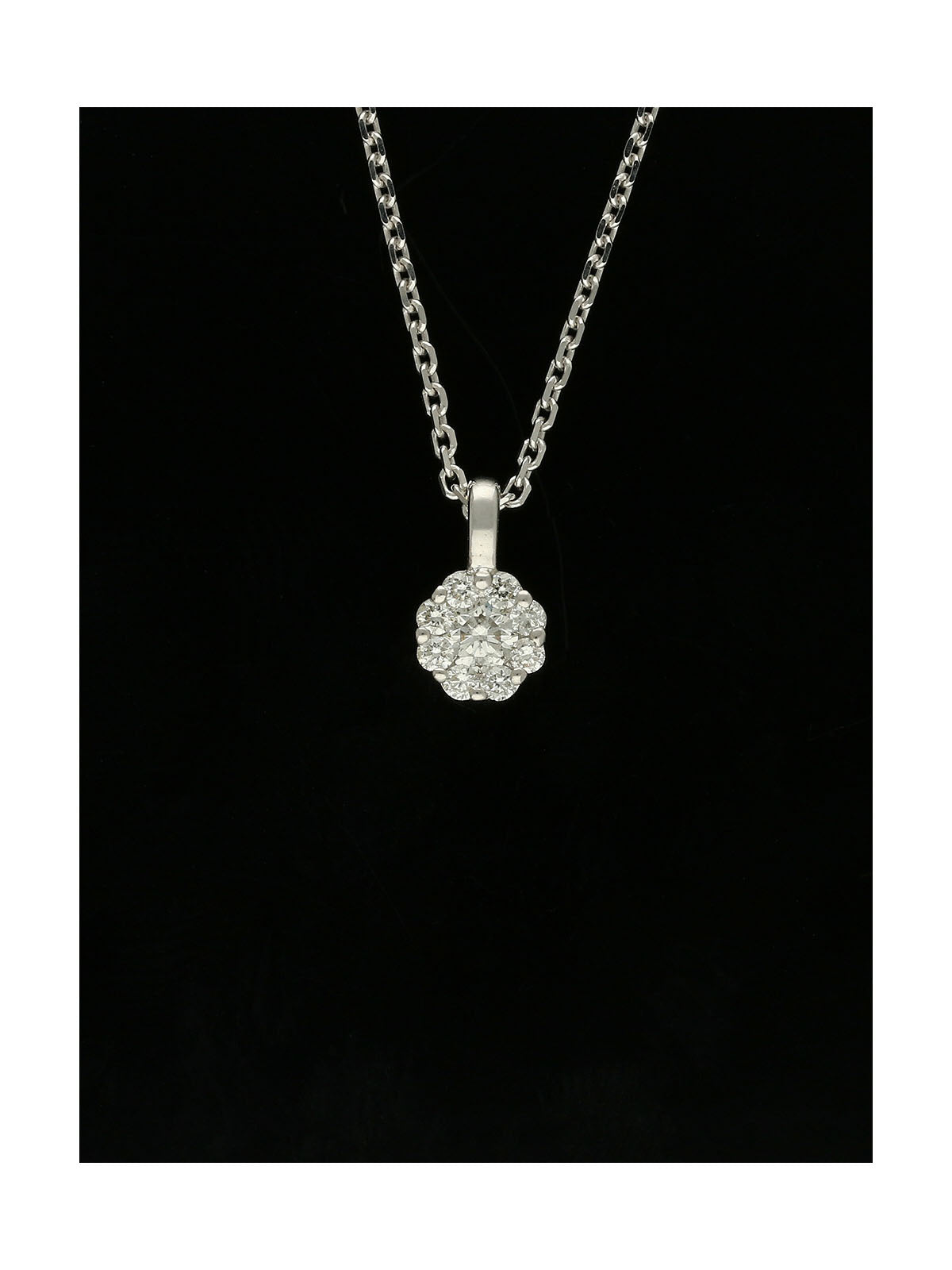 Diamond Round Brilliant 0.15ct Cluster Pendant in 9ct White Gold