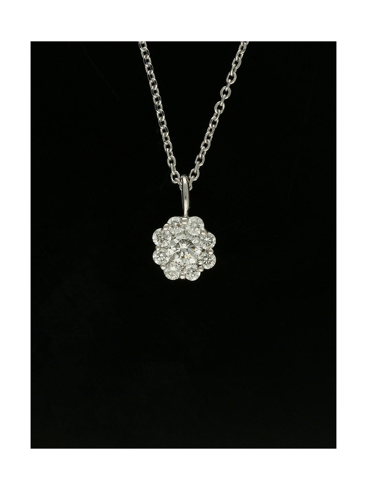 Diamond Round Brilliant 0.30ct Cluster Pendant in 9ct White Gold