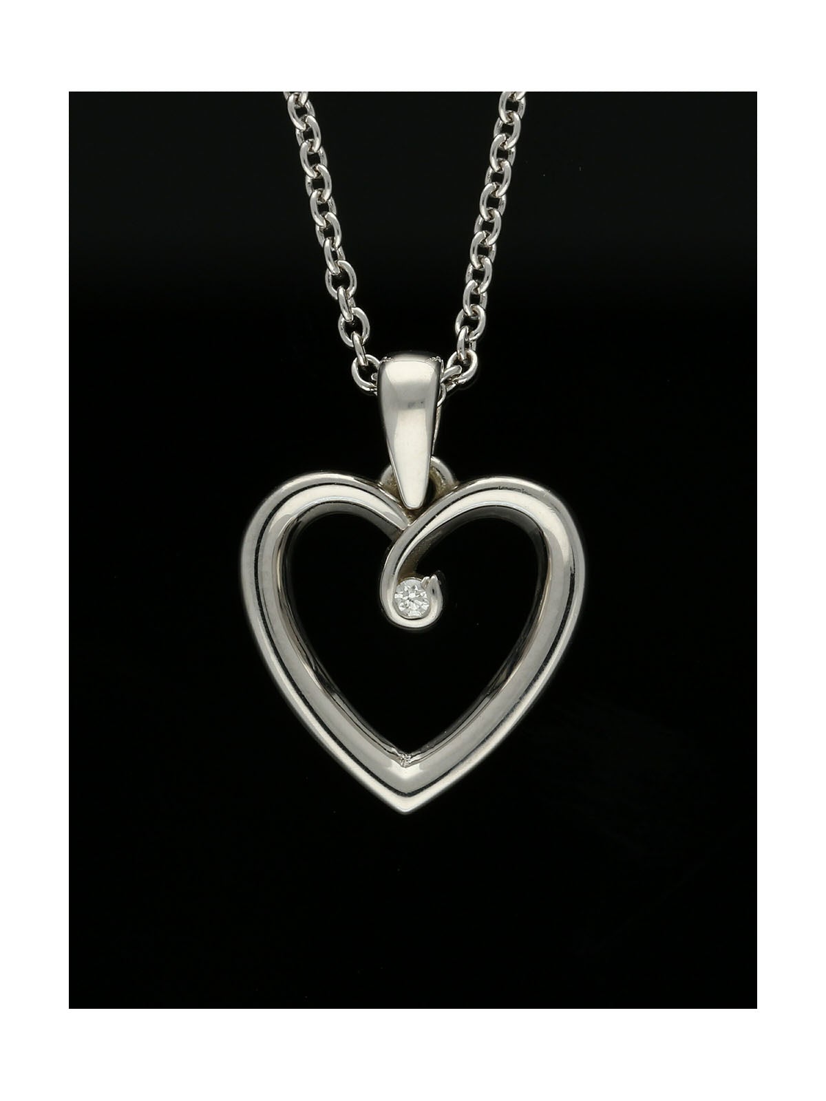 Diamond Heart Pendant Necklace in 9ct White Gold