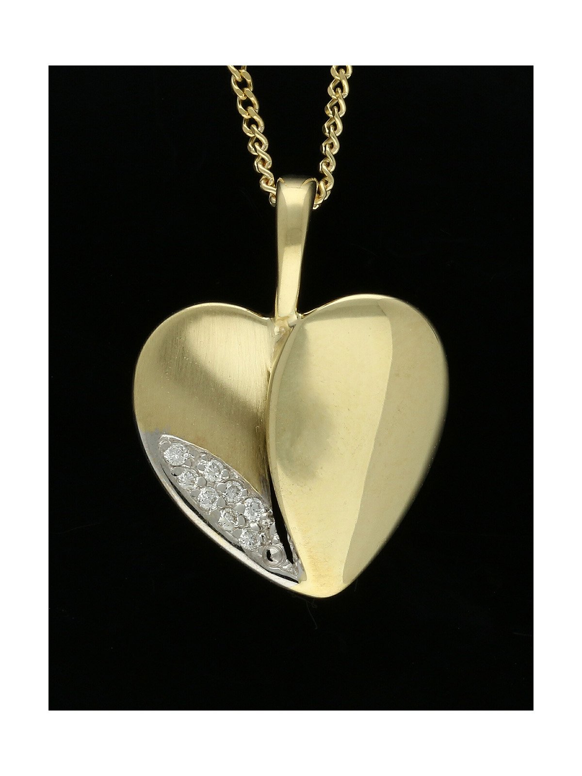 Diamond Heart Pendant Necklace in 9ct Yellow Gold