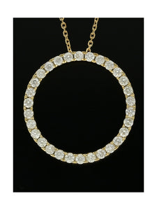 Diamond Open Circle Pendant Necklace 0.50ct in 9ct Yellow Gold