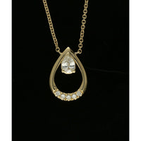 Diamond Pear Shape Pendant in 9ct Yellow Gold