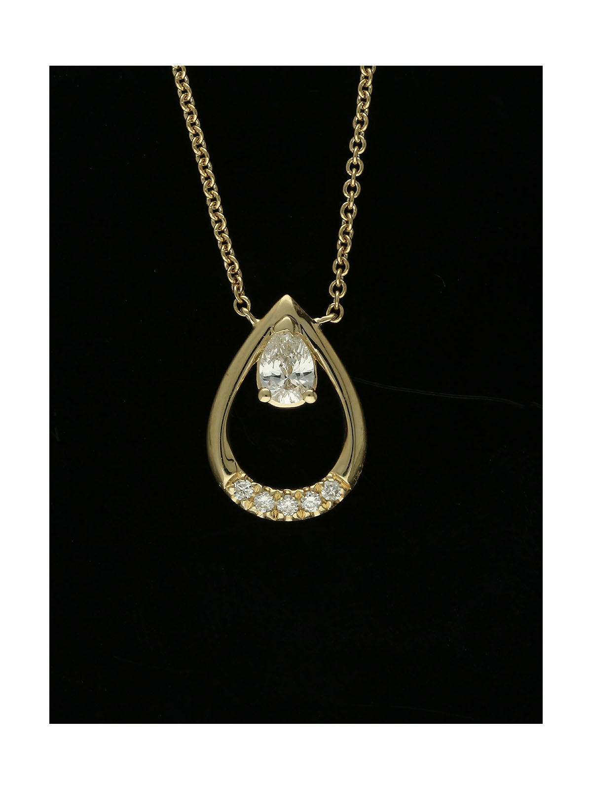 Diamond Pear Shape Pendant in 9ct Yellow Gold