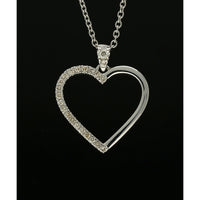 Diamond Half Set Heart Pendant Necklace in 9ct White Gold