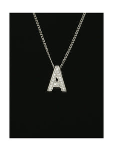 Diamond Round Brilliant Channel Set Letter 'A' Pendant Necklace in 9ct White Gold