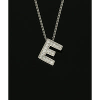 Diamond Round Brilliant Channel Set Letter 'E' Pendant Necklace in 9ct White Gold