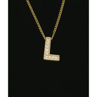 Diamond Round Brilliant Channel Set Letter 'L' Pendant Necklace in 9ct Yellow Gold