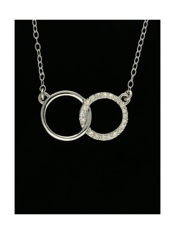 Diamond Round Brilliant Claw Set Interlocking Circle Necklace in 9ct White Gold