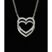 Diamond Round Brilliant Claw Set Interlocking Hearts Necklace in 9ct White Gold