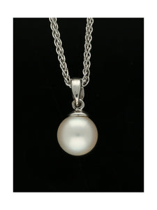 White Cultured Pearl Pendant Necklace in 9ct White Gold