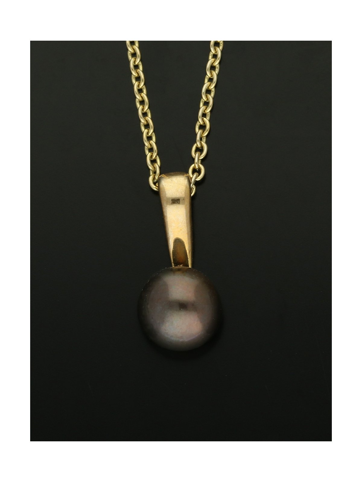 Black Freshwater Pearl Pendant in 9ct Yellow Gold