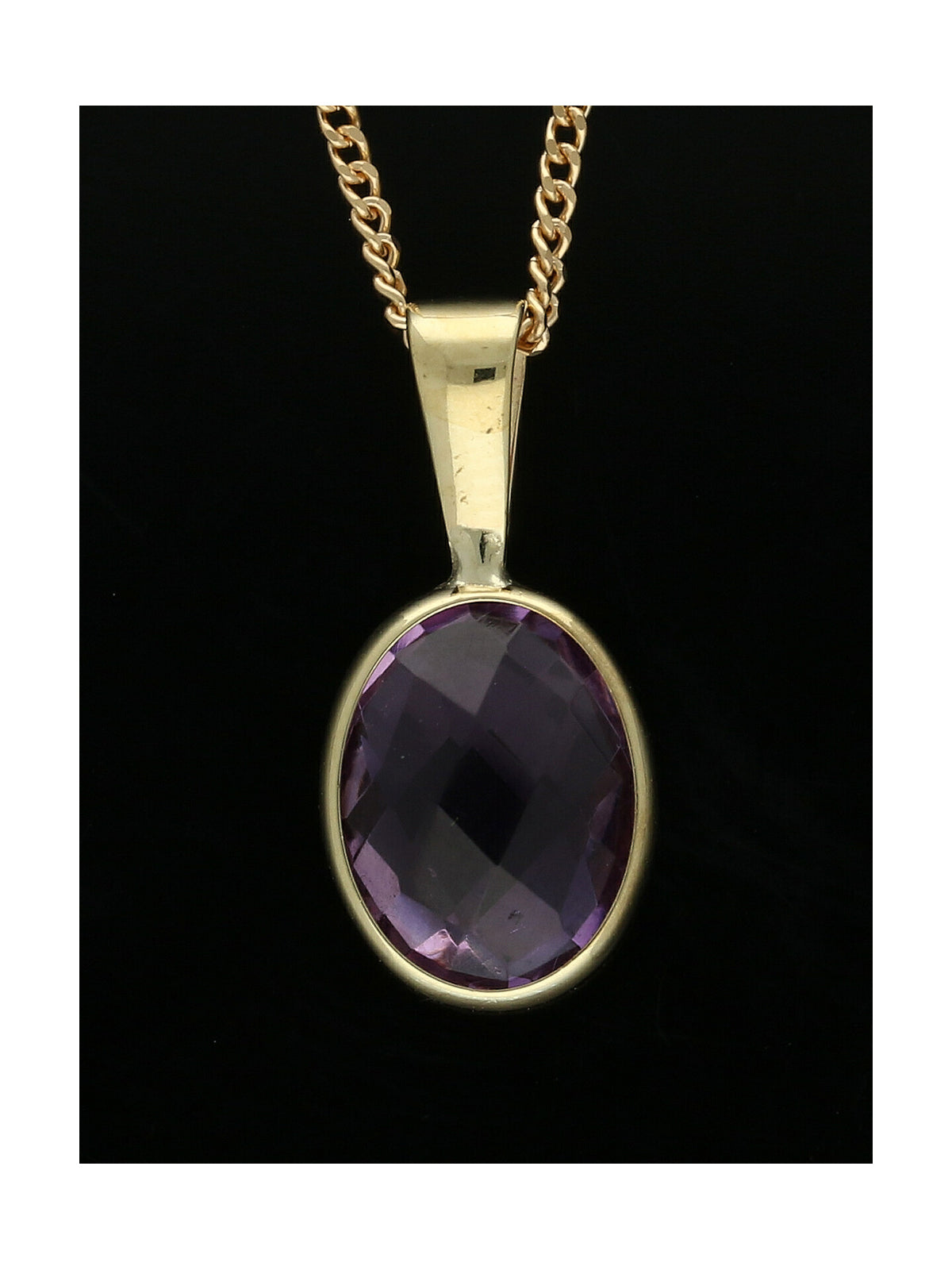 Amethyst Oval Pendant Necklace in 9ct Yellow Gold
