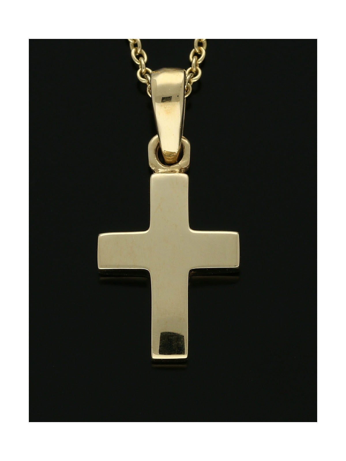 Curved Cross Pendant Necklace 10x15mm in 9ct Yellow Gold