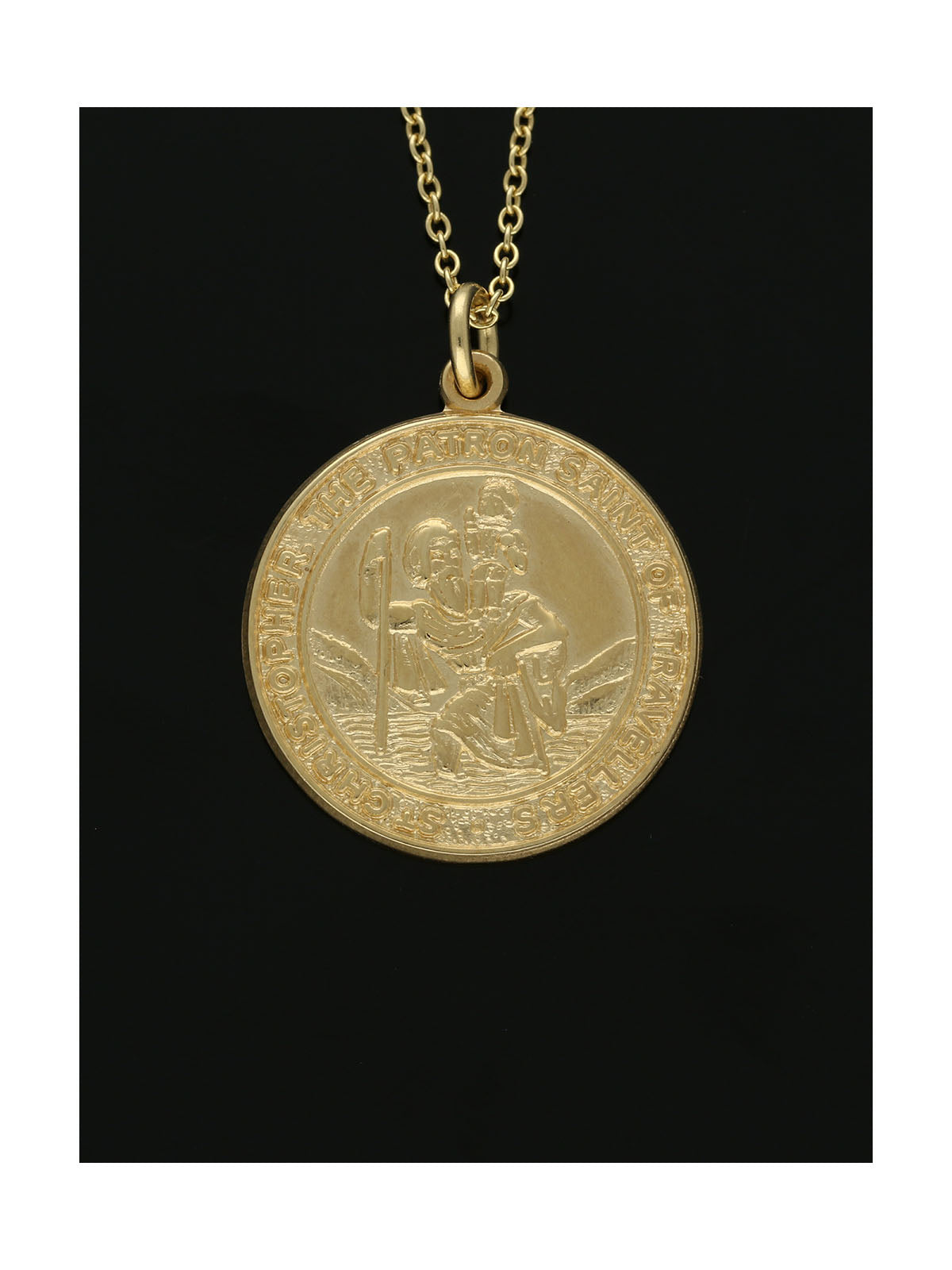 St Christopher Pedant Necklace 20mm in 9ct Yellow Gold