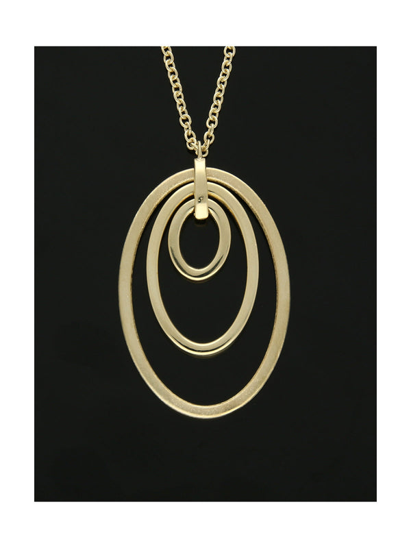 Satin Triple Oval Pendant Necklace in 9ct Yellow Gold