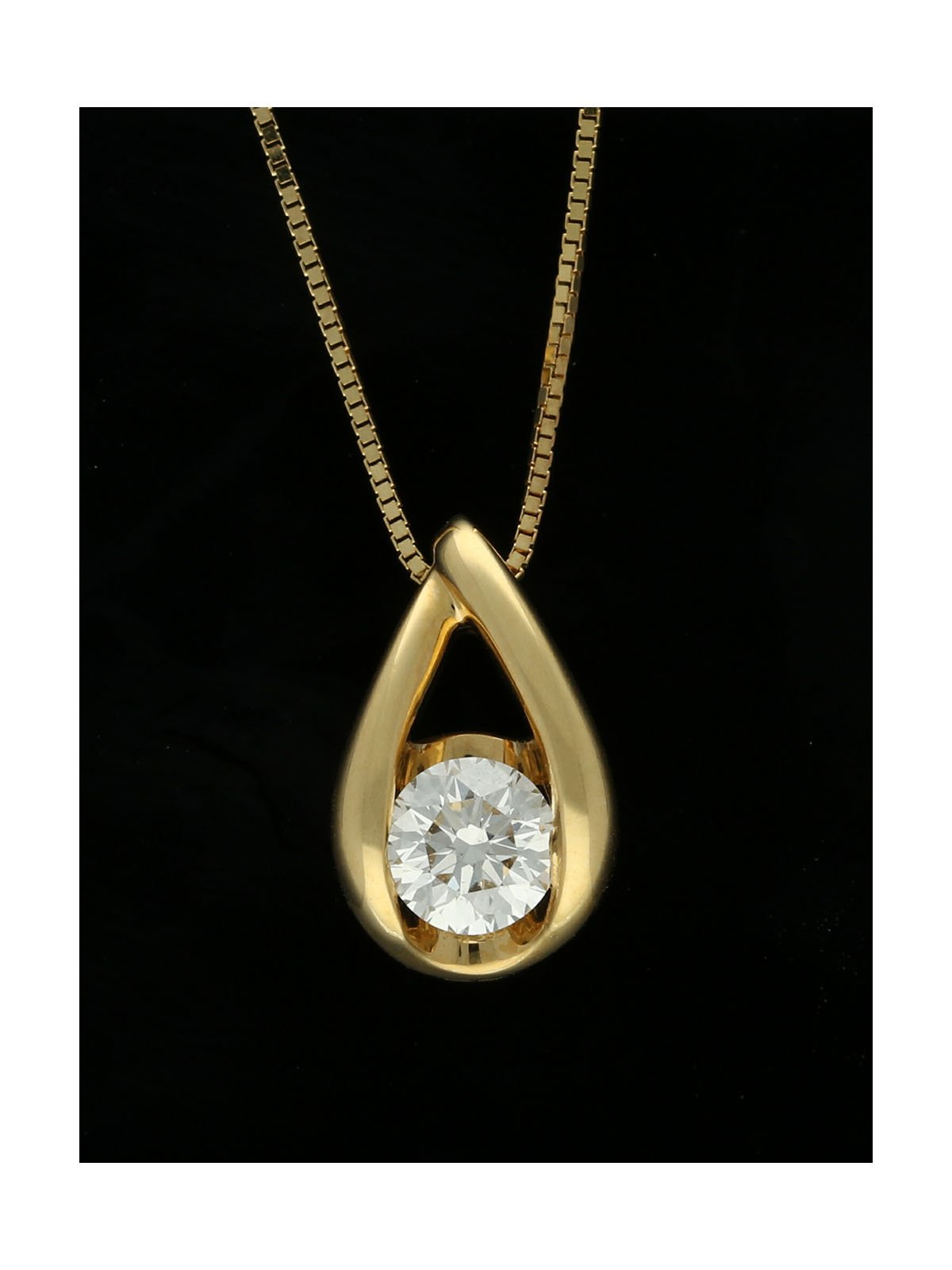 Diamond Pear Drop Pendant Necklace 0.30ct in 18ct Yellow Gold