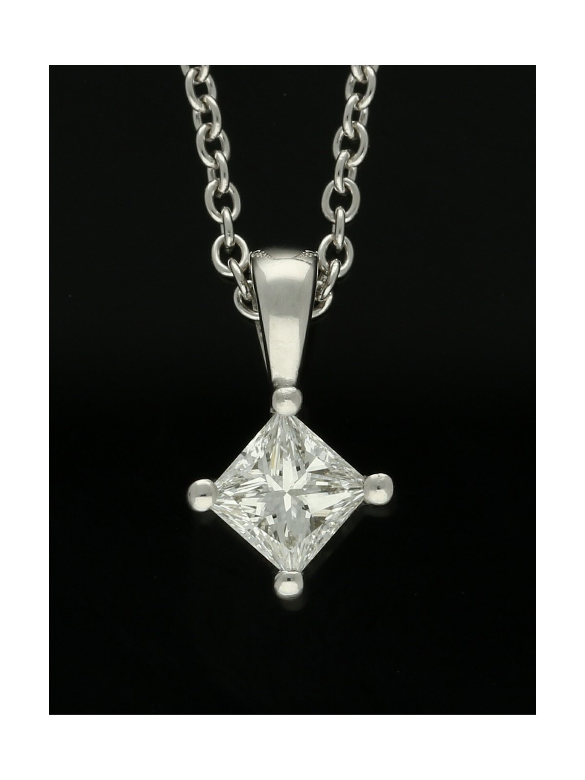 Diamond Solitaire Pendant "The Grace Collection" 0.30ct Princess Cut in 18ct White Gold