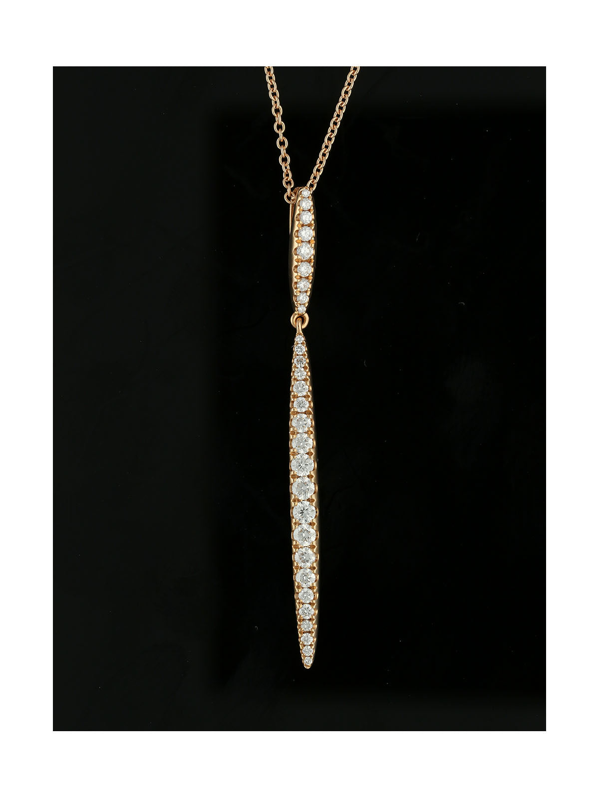 Diamond Drop Pendant Necklace 0.60ct in 18ct Rose Gold