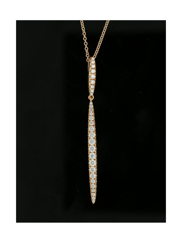 Diamond Drop Pendant Necklace 0.60ct in 18ct Rose Gold