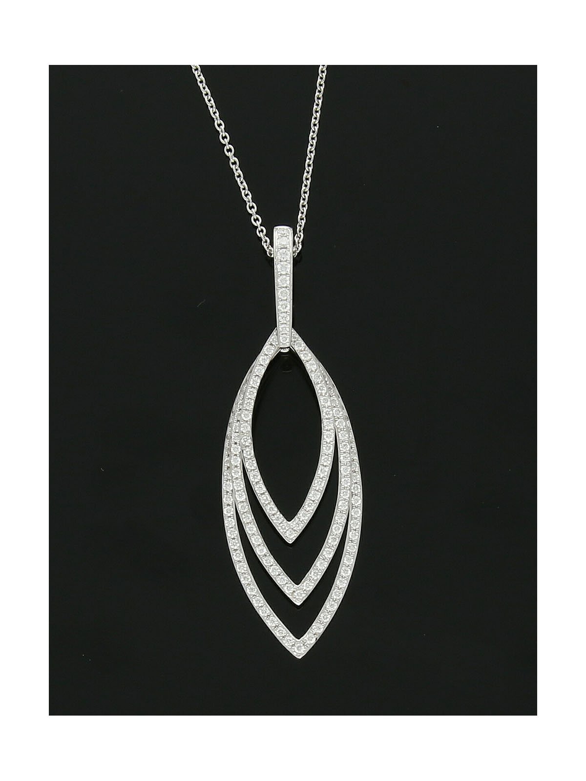 Triple Marquise Diamond Necklace in 18ct White Gold
