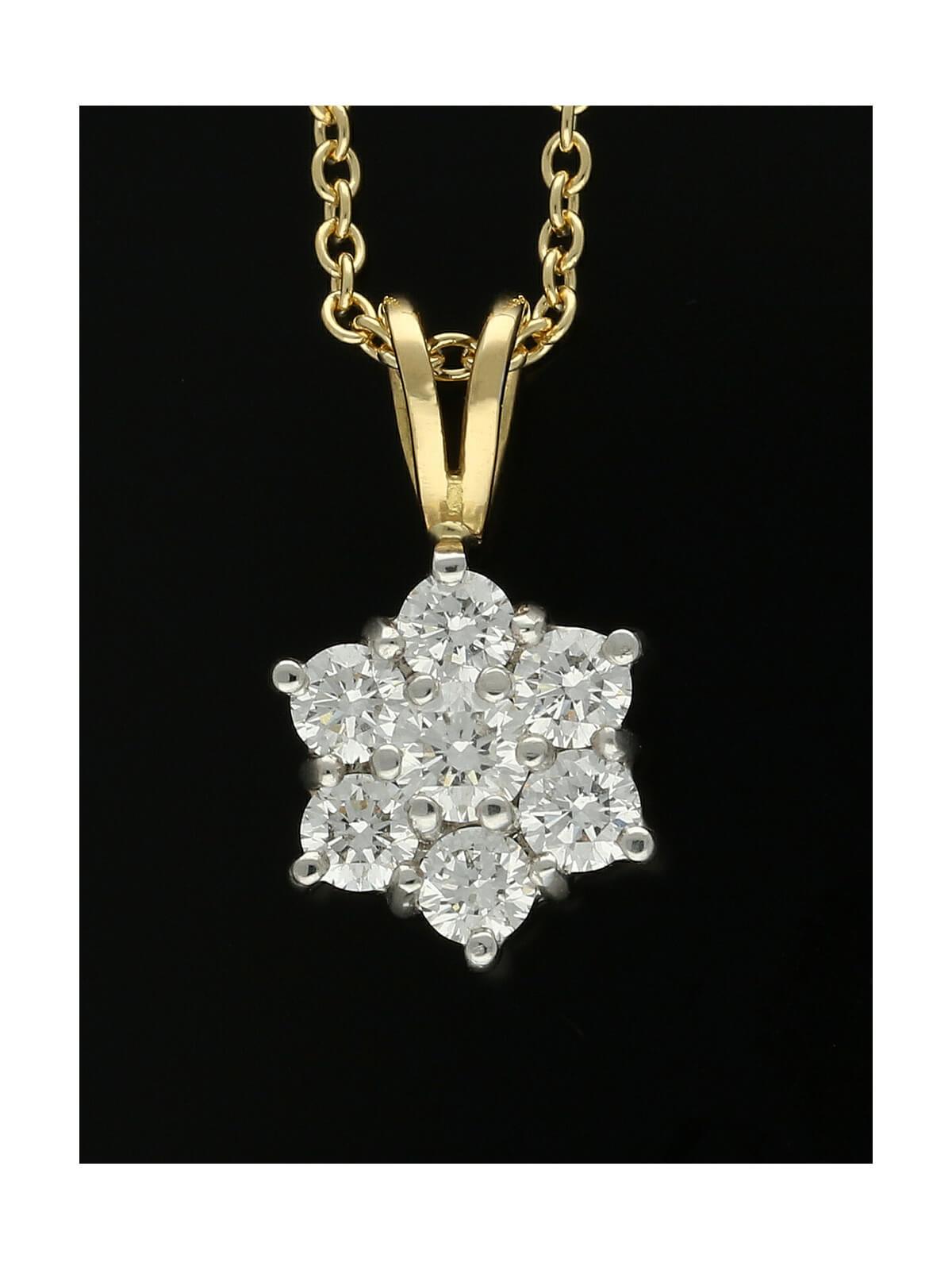 Diamond Cluster Pendant Necklace in 18ct Yellow & White Gold