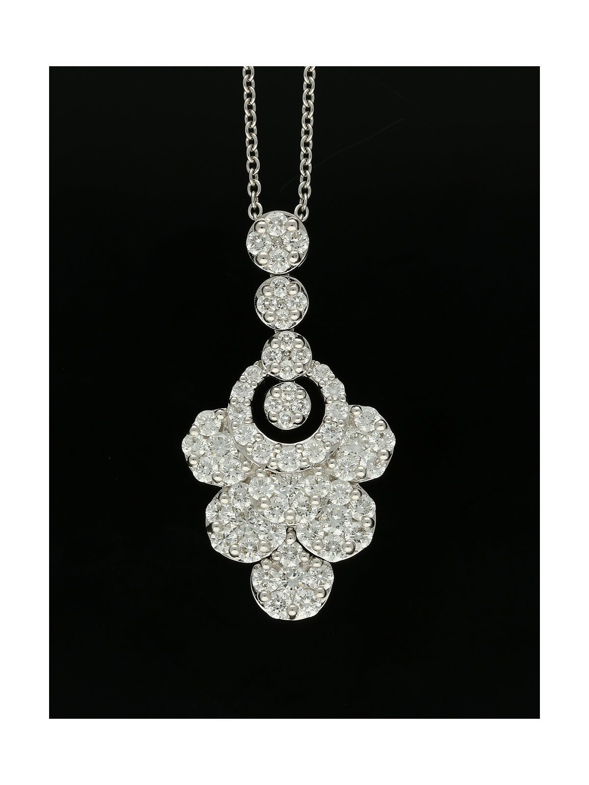 Diamond Chandelier Drop Pendant Necklace in 18ct White Gold