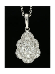 SALE Diamond Cluster Pendant Necklace in 18ct White Gold