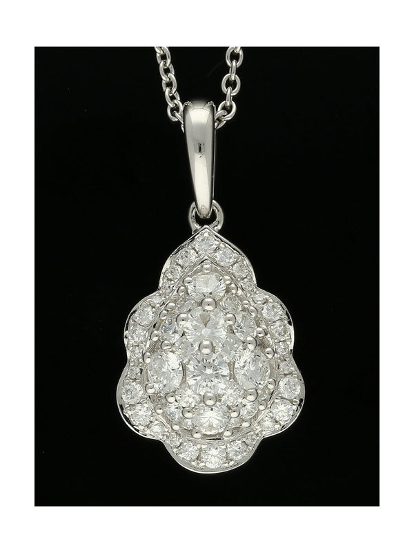 Diamond Cluster Pendant Necklace in 18ct White Gold