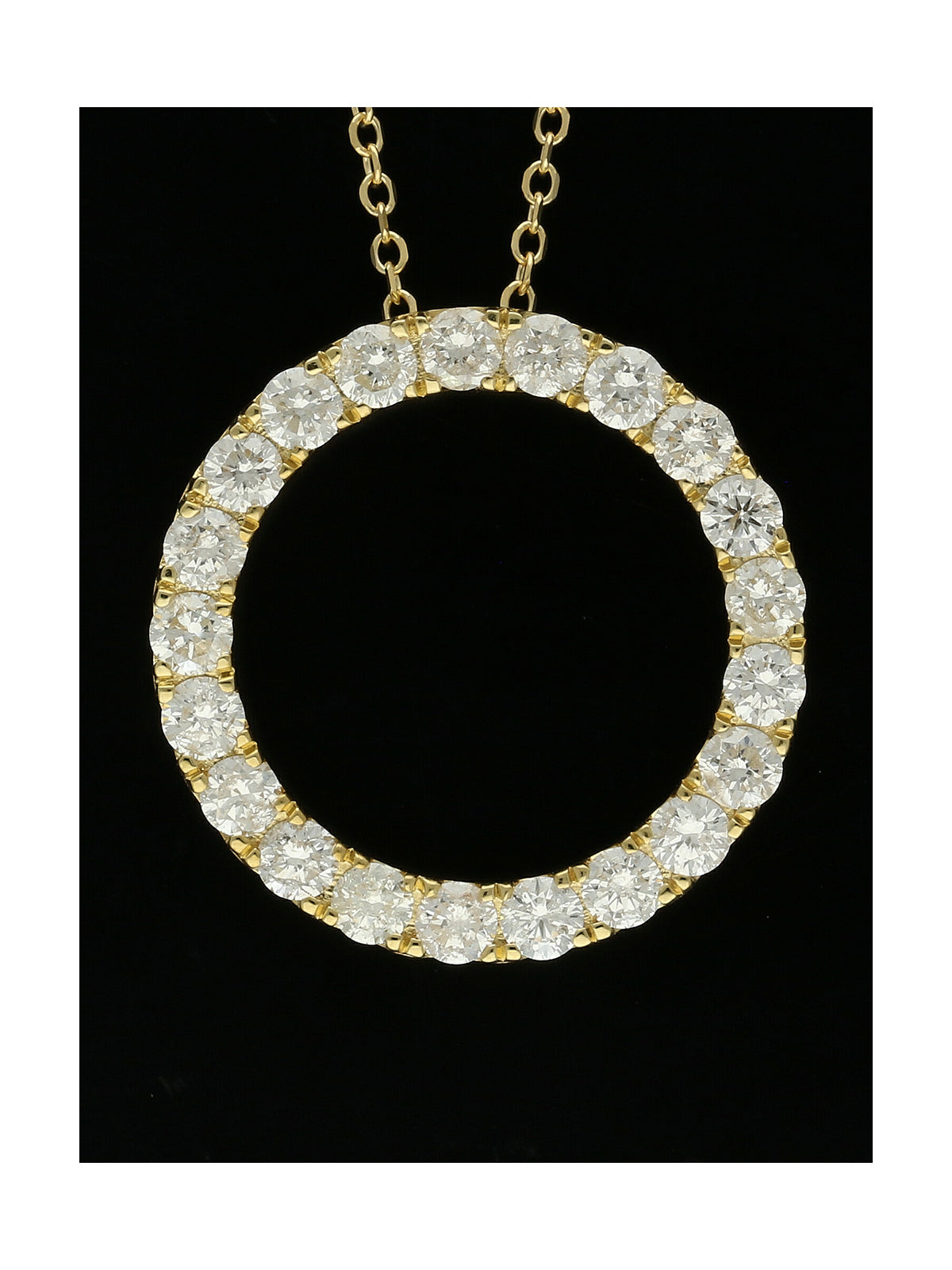Diamond Open Circle Pendant Necklace 0.97ct in 18ct Yellow Gold