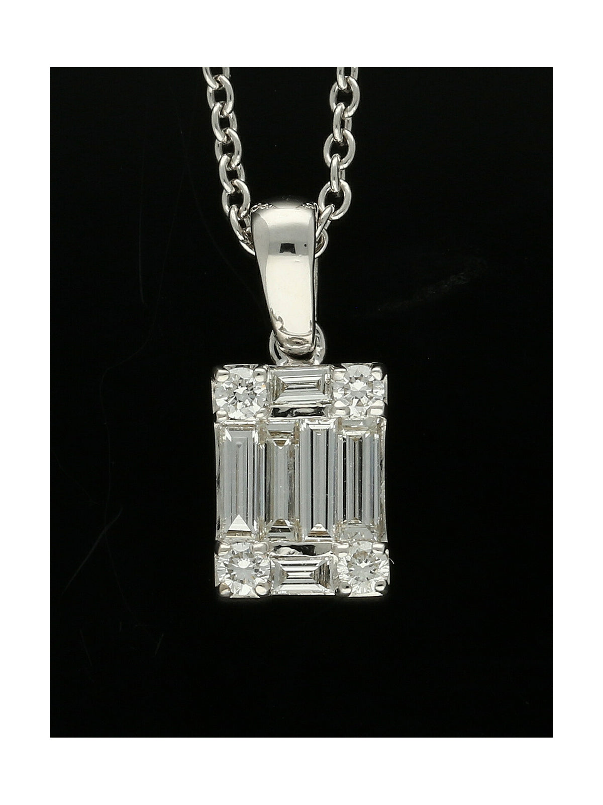Diamond Rectangular Pendant Necklace 0.39ct in 18ct White Gold