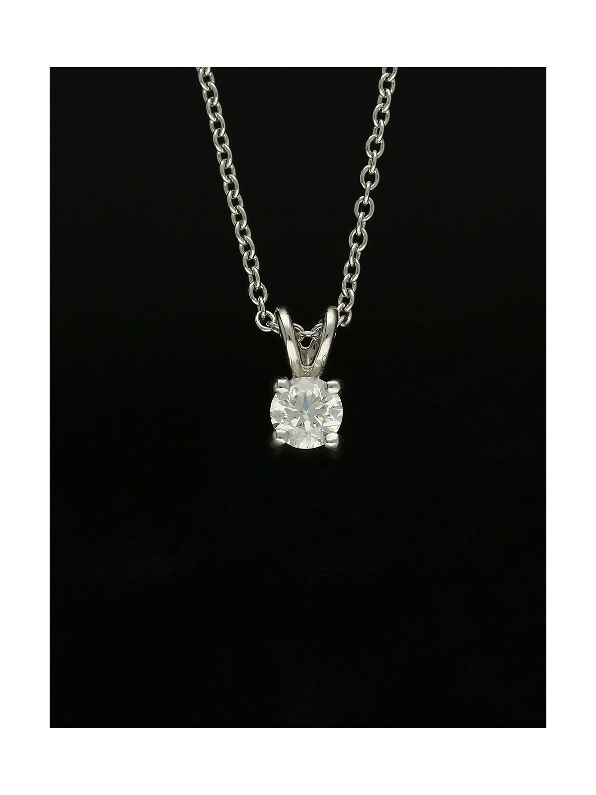 Diamond Solitaire Pendant Necklace 0.30ct Round Brilliant Cut in 18ct White Gold
