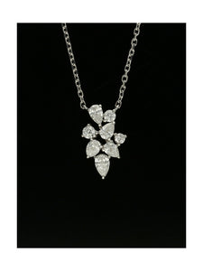 Diamond Cluster Pendant Necklace 0.51ct in 18ct White Gold