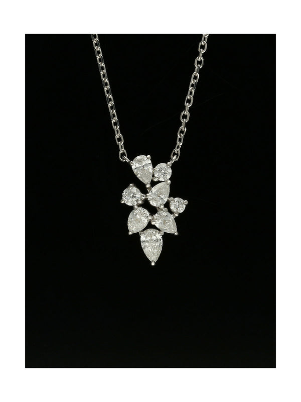 Diamond Cluster Pendant Necklace 0.51ct in 18ct White Gold