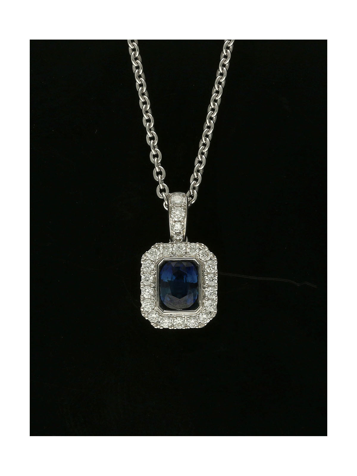 Square sale sapphire necklace